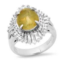 Platinum Setting with 3.25ct Chrysoberyl Cat's Eye" and 0.80ct Diamond Ladies Ring"