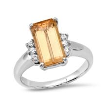 Platinum Setting with 3.92ct Topaz and 0.18ct Diamond Ladies Ring