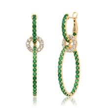 14K Yellow Gold Setting with 5.0ct Emerald and 1.0ct Diamond Earrings