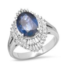 Platinum Setting with 1.88ct Sapphire and .43ct Diamond Ladies Ring