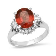 Platinum Setting with 2.38ct Garnet and 0.32ct Diamond Ladies Ring