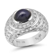 18K White Gold Setting with 3.0ct Sapphire and 0.52ct Diamond Ladies Ring