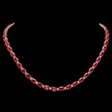 14K Yellow Gold 43.25ct Ruby and 1.15ct Diamond Necklace