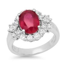 18K White Gold Setting with 4.02ct Ruby and 1.03ct Diamond Ladies Ring