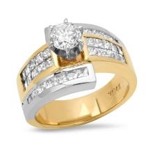 14K Yellow and White Gold Setting with .60ct Center Diamond and 2.00tcw Diamond Ladies Ring