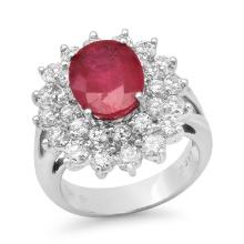 18K White Gold Setting with 5.35ct Ruby and 2.51ct Diamond Ladies Ring