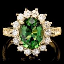 14K Yellow Gold 2.11ct Tourmaline and 1.04ct Diamond Ring