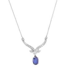 14K Gold Setting with 1.25ct Sapphire and .42ct Diamond Pendant