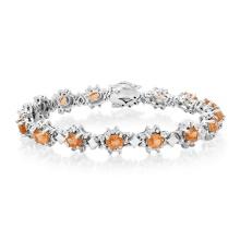 14K White Gold Setting with 7.2ct Orange Sapphire and 1.0ct Diamond Bracelet