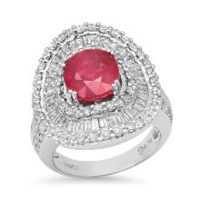 18K White Gold Setting with 4.14ct Ruby and 2.16ct Diamond Ladies Ring