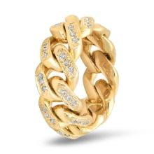 14K Yellow Gold with .75ct Diamond Cuban Link Style Ring
