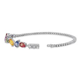 14K White Gold Setting with 4.55ct Multi-color Sapphire and 2.07ct Diamond Bracelet