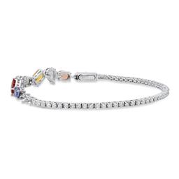 14K White Gold Setting with 4.55ct Multi-color Sapphire and 2.07ct Diamond Bracelet