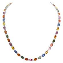 14k White Gold 42.44ct Sapphire 1.63ct Diamond Necklace