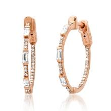 14K Rose Gold Setting with 1.5ct Diamond Hoop Earrings
