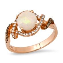 14K Rose Gold Setting with 0.86ct Opal and 0.25ct Diamond LALI" Designor Ladies Ring"
