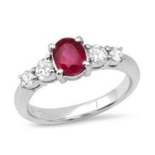 Platinum Setting with 1.2ct Ruby and .45ct Diamond Ladies Ring