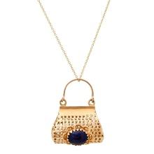 18K Yellow Gold Setting with 4.5ct Sapphire Bag" Pendant"