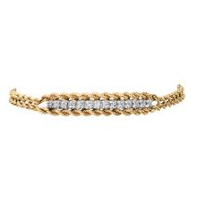 14K Yellow and White Gold Setting with 0.24ct Diamond Bracelet