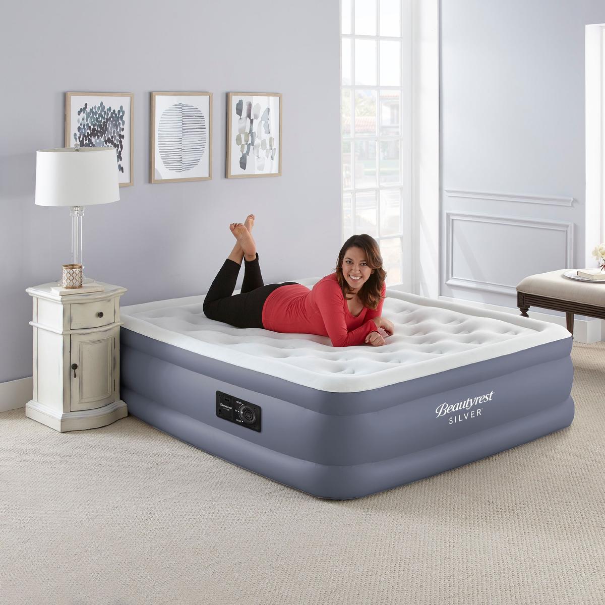 Beautyrest Sensalux 18" Inflatable Air Mattress with Built-in Pump, Queen, Retail $145.00