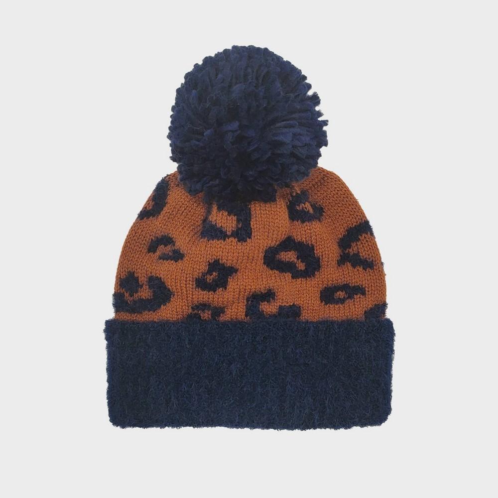 Toddler Girls' Leopard Beanies - Navy Blue, Retail $10.00