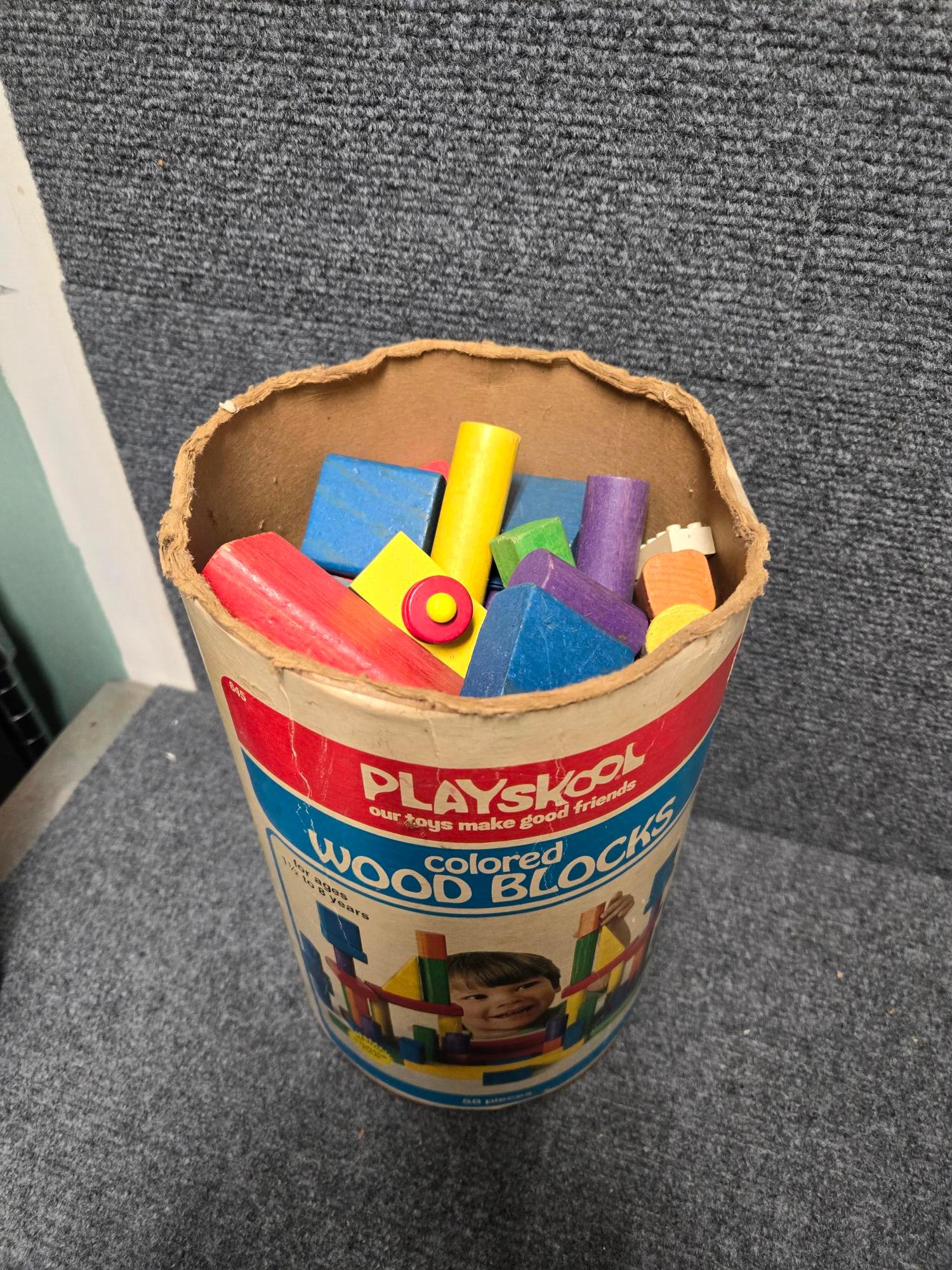 Vintage Playskool Colored Wood Blocks