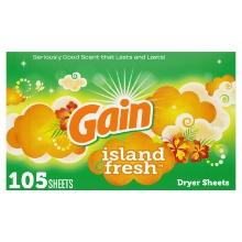 Gain Dryer Sheets, Island Fresh Scent, 105 Count, Retail $15.00