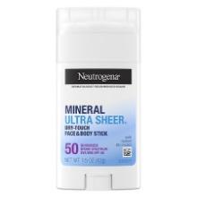 Neutrogena Ultra Sheer SPF 50 Zinc Mineral Sunscreen Stick, 1.5 Oz, Retail $18.99