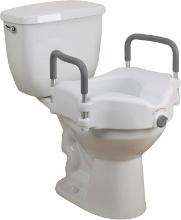 Drive Medical RTL12027RA 2-in-1 Raised Toilet Seat w/Removable Padded Arms, Standard Seat
