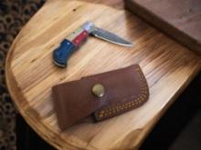 Damascus Handmade Pocket Knife with Sheath