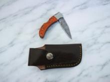 Damascus Handmade Pocket Knife with Sheath