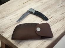 Damascus Handmade Pocket Knife with Sheath