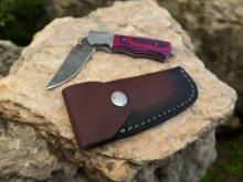 Damascus Handmade Pocket Knife with Sheath