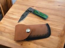 Damascus Handmade Pocket Knife with Sheath
