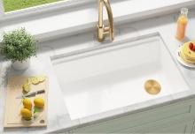 MILOSEN WHITE 30 x 18 INCH UNDERMOUNT GRANITE KITCHEN SINK WITH OFFSET DRAIN
