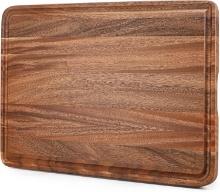 EXTRA LARGE BAMBOO WOOD CUTTING BOARD, XXL ACACIA BUTCHER BLOCK W/JUICE GROOVE (24" X 16" X 1')