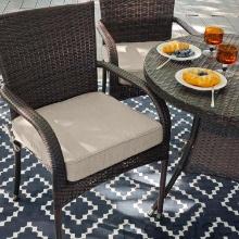 18"X18"X3" OUTDOOR SQUARE CORNER CHAIR CUSHION SET OF 2, WATER&FADE RESISTANT - BEIGE LINEN