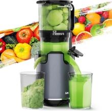 AEITTO JUICER, COLD PRESS, 5.3" XL FEED CHUTE, WHOLE FRUITS & VEG, EASY CLEAN, HIGH YIELD, GREY