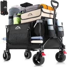 150L FOLDABLE WAGON CART, 220LBS CAP, ALL-TERRAIN WHEELS, GARDEN/CAMPING/OUTDOORS, BLACK