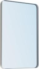 18 X 26 INCH SILVER-TONE BATHROOM MIRROR, METAL FRAME, ROUNDED RECTANGLE, SHATTERPROOF GLASS