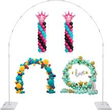 BALLOON ARCH STAND, 7.5FT ROUND FRAME, ADJUSTABLE HALF CIRCLE, 2 SET METAL KIT WITH BASE