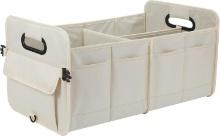 CAR TRUNK ORGANIZER, COLLAPSIBLE, MULTI COMPARTMENT, ADJUSTABLE STRAPS, FOR SUV (BEIGE)