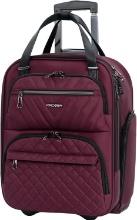 KROSER 16" MULTI-FUNCTIONAL UNDERSEAT CARRY ON SUITCASE, LIGHTWEIGHT, BURGUNDY