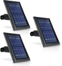 WASSERSTEIN SOLAR PANEL FOR RING CAMS - INCLUDES BARREL PLUG & USB C ADAPTER (3 PACK, BLACK)