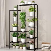 TALL METAL PLANT STAND, MULTI-TIER PLANT SHELF DISPLAY RACK FOR INDOOR/OUTDOOR USE