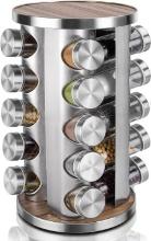 ROTATING SPICE RACK ORGANIZER (19PCS), STAINLESS STEEL, KITCHEN COUNTERTOP, REVOLVING DESIGN