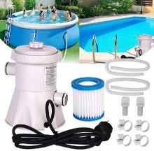300 GALLONS ABOVE GROUND ROUND POOL FILTER PUMP SYSTEM KIT CLEANING TOOL+ FILTER CARTRIDGE