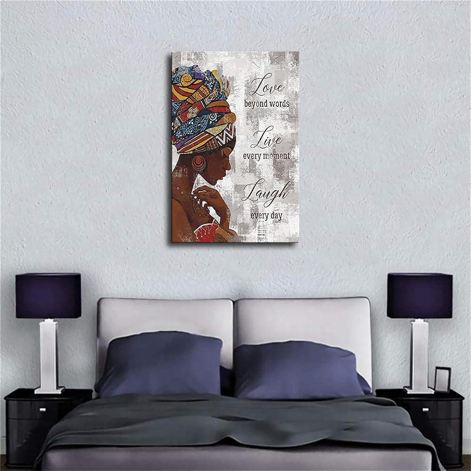 African American Inspirational Abstract Black Woman Colorful Headband Poster (16 24in Unframed)