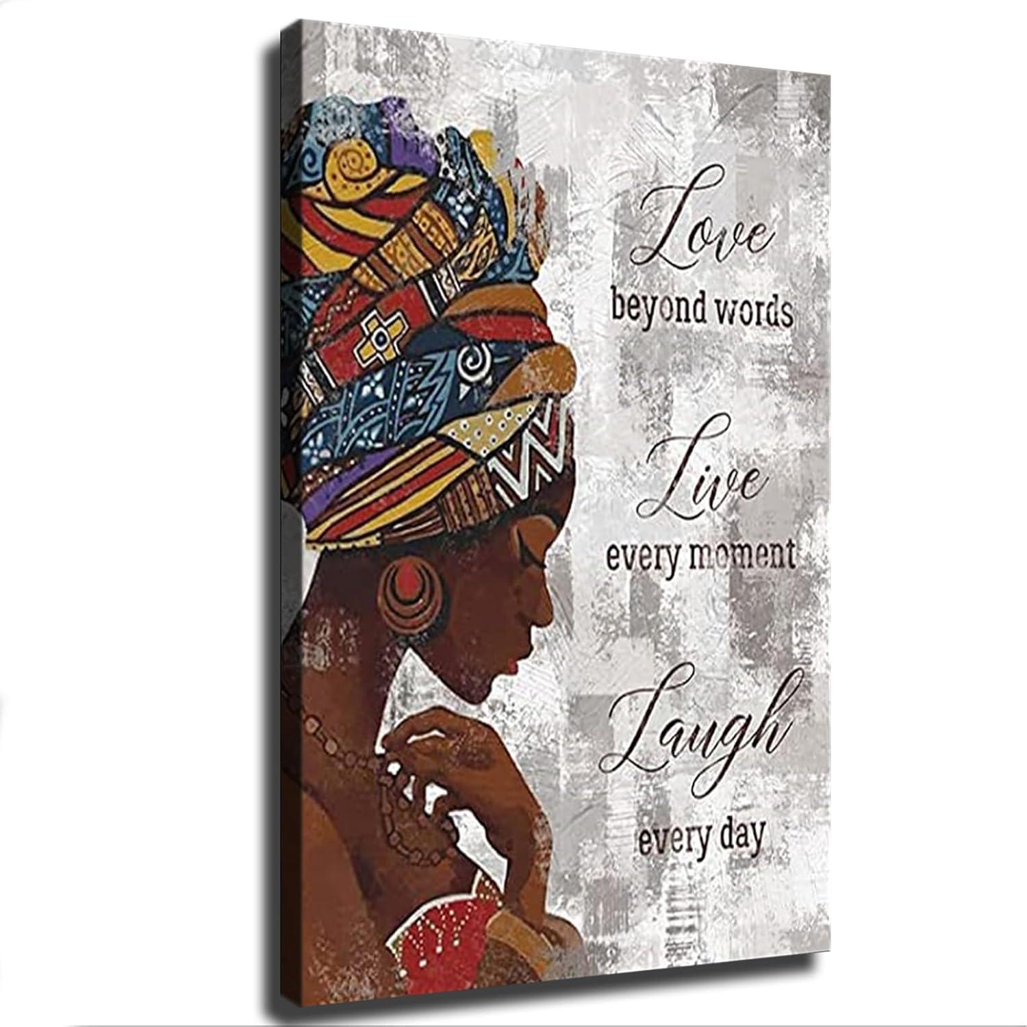African American Inspirational Abstract Black Woman Colorful Headband Poster (16 24in Unframed)