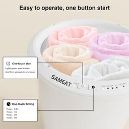 SAMEAT Towel Warmer - Large Bucket, Auto Shut Off, Fits Two 40"X70" Towels, Wood Handle